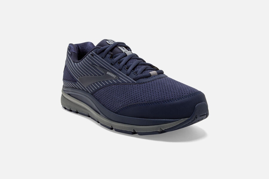 Brooks Addiction Walker Suede Mens Closeouts Walking Shoes Navy Canada